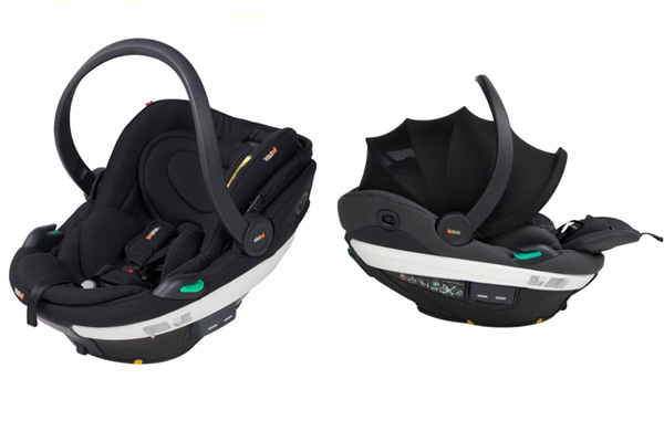 Lekki fotelik BeSafe Beyond dla noworodka – ergonomiczna pozycja leżąca, szeroki daszek przeciwsłoneczny i stabilny montaż w samochodzie