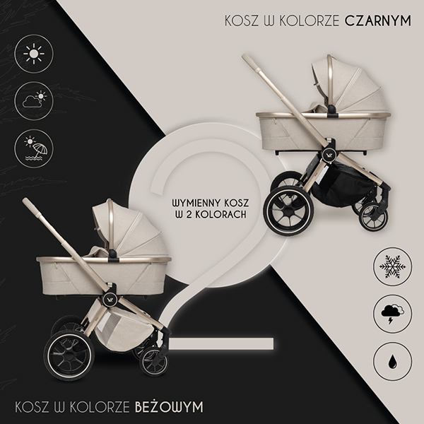 Wózek z wymienianym koszem na zakupy - dodatkowy czarny kosz w zestawie