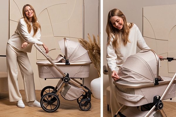 Wózek Muuvo Quick Boho - beżowy wózek dziecięcy 2w1 - sklep TOSIA.pl