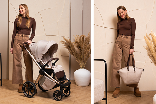 Najnowsza odsłona wózka dziecięcego Muuvo Quick Boho z brązorymi elementami