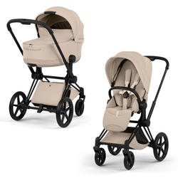 Cybex Priam 5.0 Matt Black Cozy Beige wózek 2w1 głęboko-spacerowy